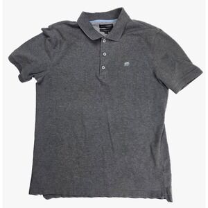 Banana Republic Standard Fit Gray 1/4 Button Short Sleeve Polo Men's Size Large